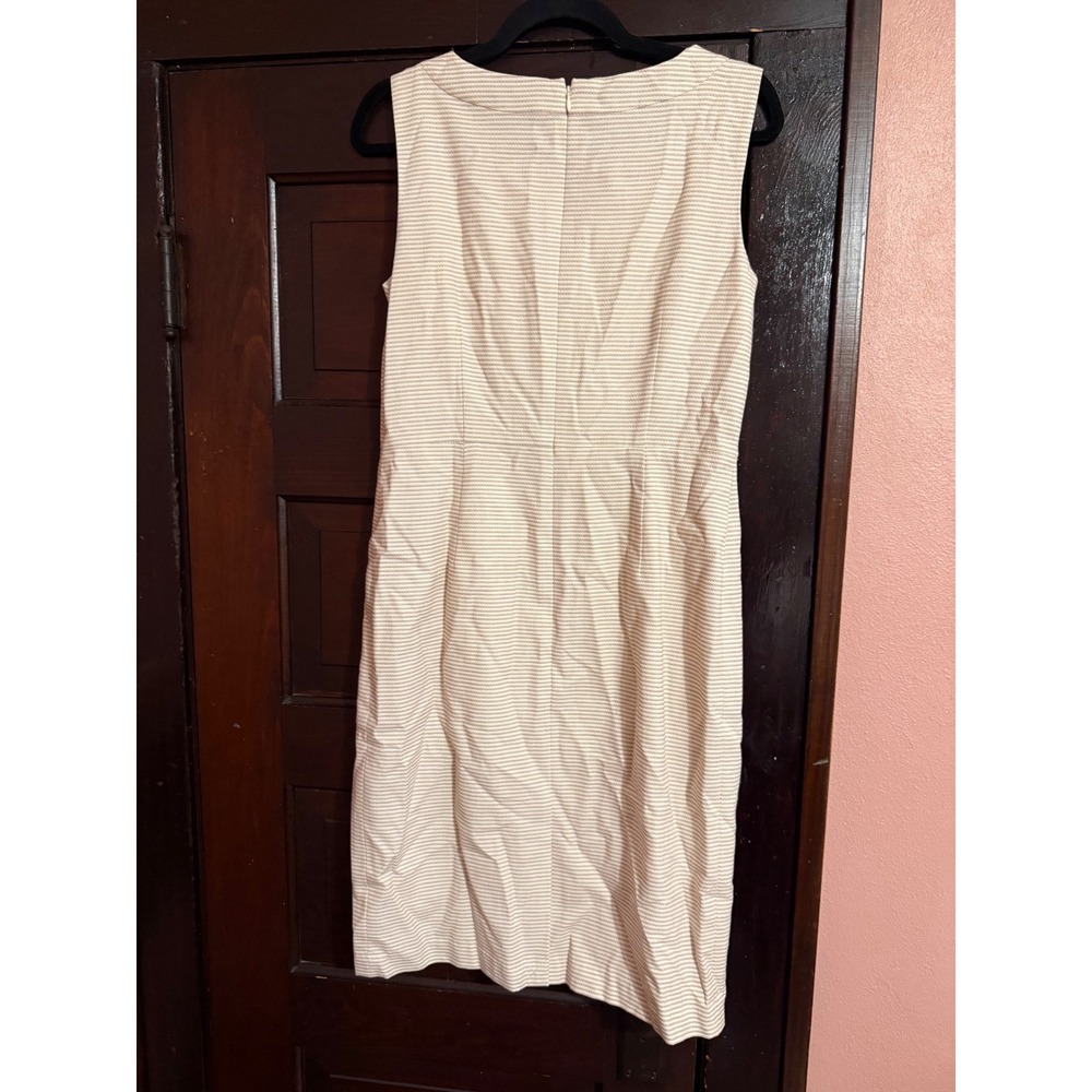 Talbots Women Pink Cream Textured Stripe Sleeveless Sheath Dress Size 6 NWT - Picture 4 of 4